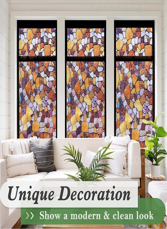 MOCOCO ملصق زجاجي ملون فاخر من الفينيل من MOCOCO (12 × 48 بوصة) - فيلم زخرفي ذاتي اللصق، ورق جدران معتم لتغطية الزجاج والنوافذ والأبواب والمكاتب والمنازل. | مقاوم للأشعة فوق البنفسجية. أحجار ثلاثية الأبعاد - Image 5